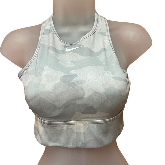 Nike Small Everything Camo Sports Bra Gray High Neck Racerback Dri-Fit - Picture 1 of 8